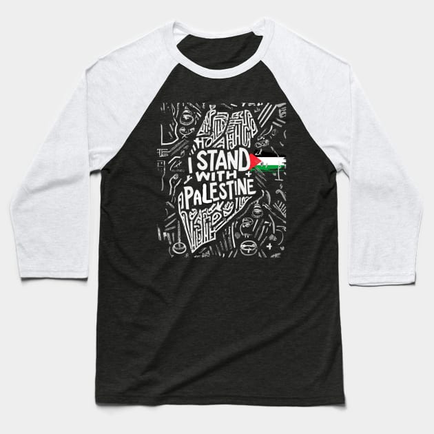 I Stand With Palestine Quote A Free Palestine Baseball T-Shirt by Mitsue Kersting